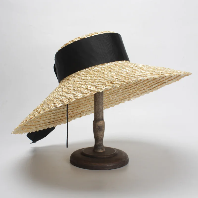 [La MaxPa], летняя пляжная соломенная шляпа с широкими большими полями, женская шляпа-канотье с ленточным галстуком для отдыха, праздника, Casquette