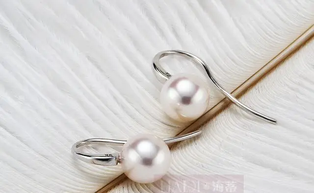 

charmin 9-10mm south sea pair round white pearl earring 925silver