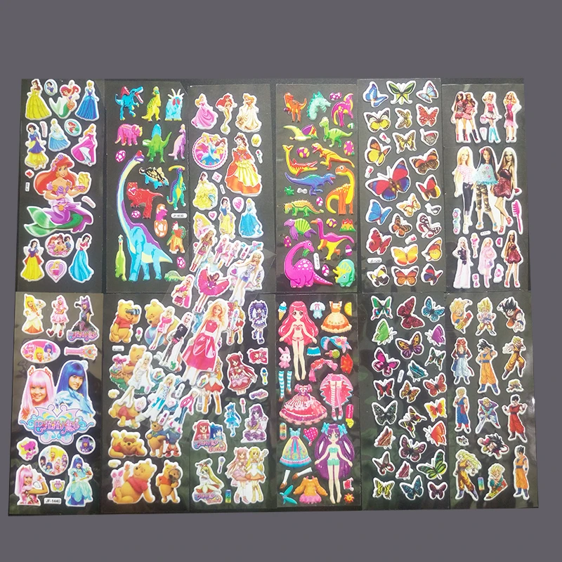 

10 sheets lot Anime Cartoon Mixed PVC Stickers girl Student's toys Mermaid stickers toys Sophie Princess sticker for children