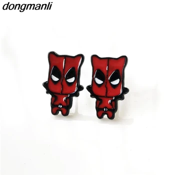

P346 Dongmanli Hot Sale Classic Cartoon Anime Cute Deadpool Stud Earrings for Women Girl Children Gift