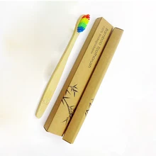 Бамбуковая зубная щетка Бамбук волокна деревянная ручка зубная щетка экологически деревянная зубная щетка "Радуга" отбеливающая Радуга