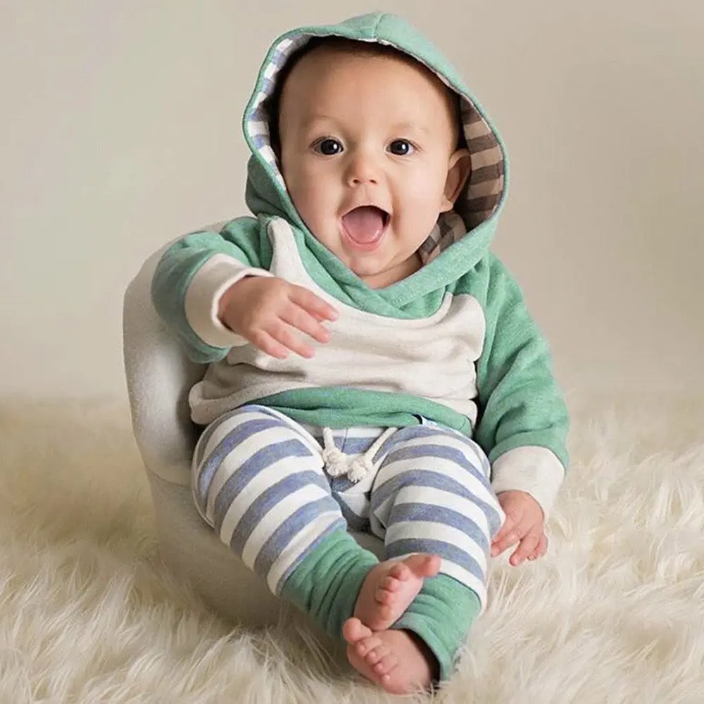Autumn Baby Boys Clothes Long Sleeve Hoodie Tops+Sweatsuit Pants+Hat 3Pcs Infant Baby Clothing Set Toddler Outfits