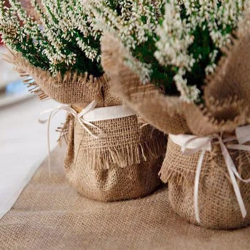 

10M Sisal Rustic Wedding Centerpieces Decoration Craft Jute Hessian Table Runner Fabric Burlap Ribbon For Wedding Chair Sashes