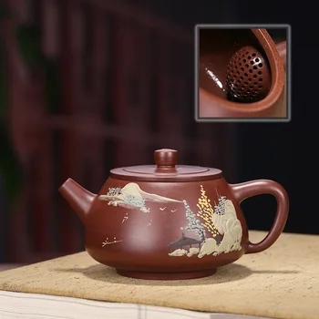 

Manual Dark-red Enameled Pottery Teapot Shipiao Kettle Mud Painting Landscape Teapot Online Store A Piece Of Generation Hair