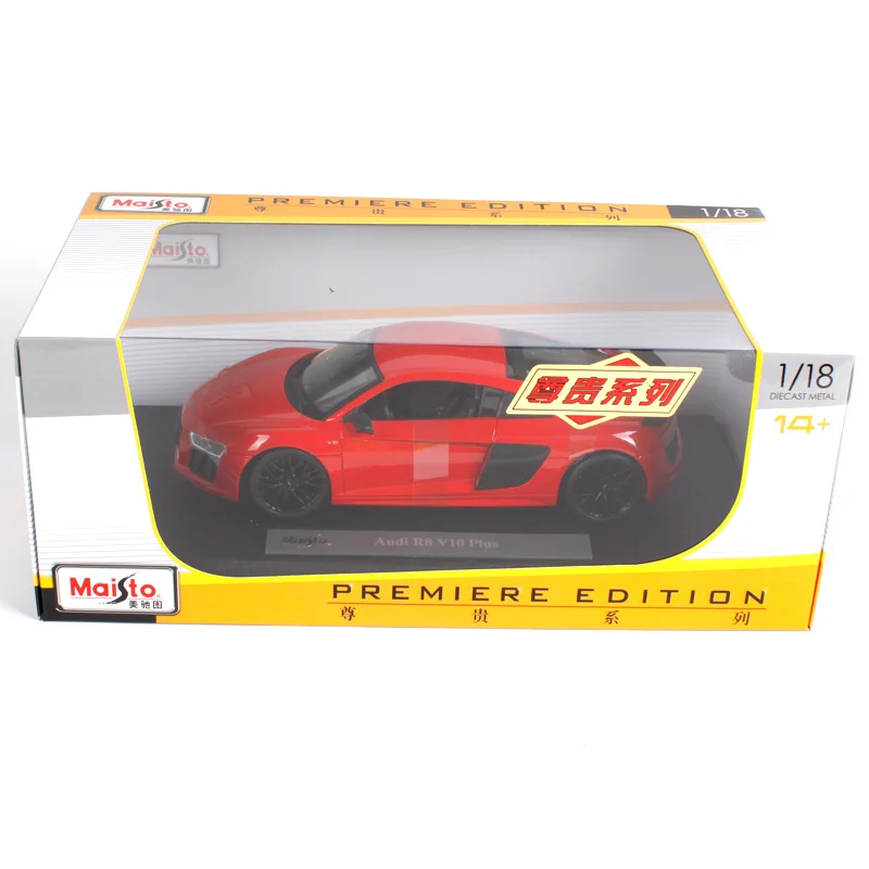 Maisto 1:18 audi r8 v10 plus красно синий литой автомобиль 245*115*65 литье под давлением для