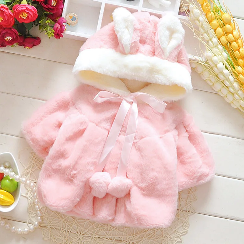 FIged Kids Jumpsuit Thick Bear Ears Casual Cartoon Cute Hooded Romper Outfits