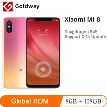 Xiaomi Mi 8, 8 ГБ ОЗУ, 128 Гб ПЗУ, Восьмиядерный процессор Snapdragon 845, сканер отпечатков пальцев, 6,21 дюймов, FHD+ полный экран, двойная камера 12 Мп, AI, смартфон