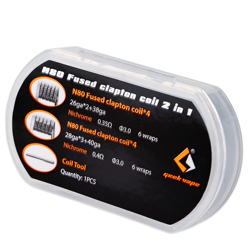 Оригинальный нагревательный провод GeekVape N80 8 шт. Fused Clapton катушка для DIY 2 в 1 RDA/RTA/RDTA