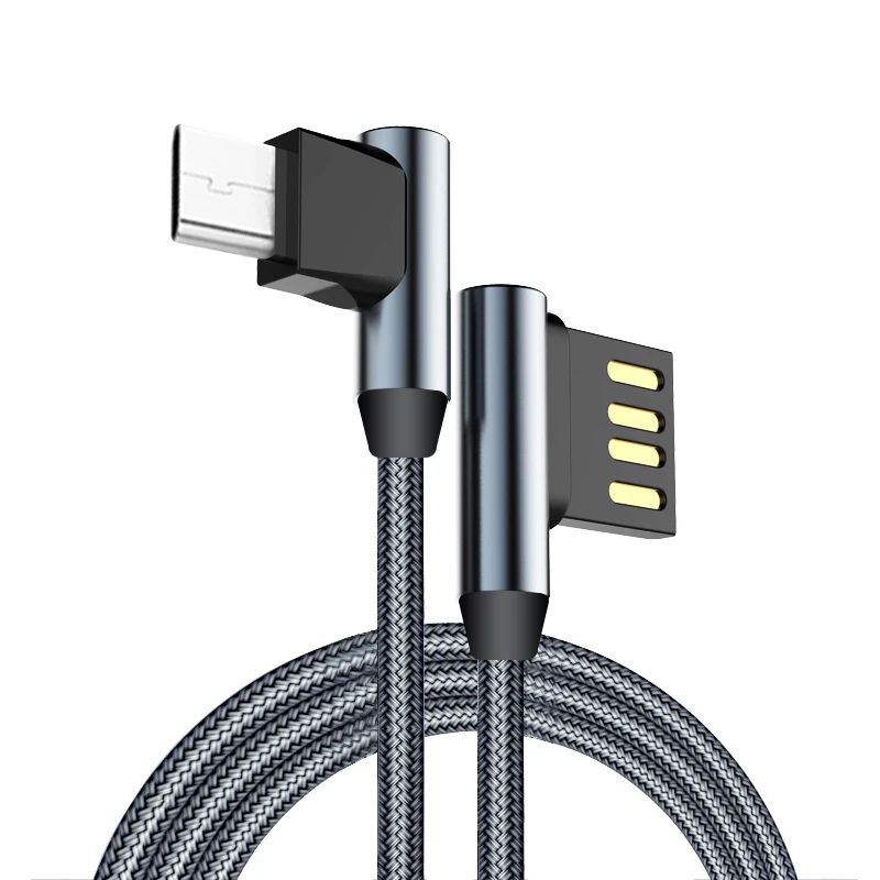 Beste Micro Usb kabel 90 Graden 1 M Datakabel Metalen Gevlochten L Buigen Soort Snelle Oplaadkabel voor Iphone Xiaomi Samsung Huawei