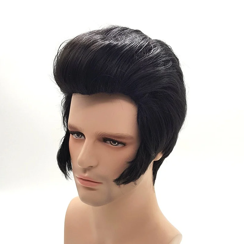 police woman costume Mens Rock singers Elvis Aron Presley cosplay wig Party Elvis Presley black synthetic party hair wig + wig cap witch costume women Cosplay Costumes