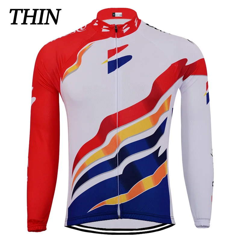 Details about   Classic Retro Cycling Jersey Men Long Sleeve Red Autumn Winter Thermal Fleece 