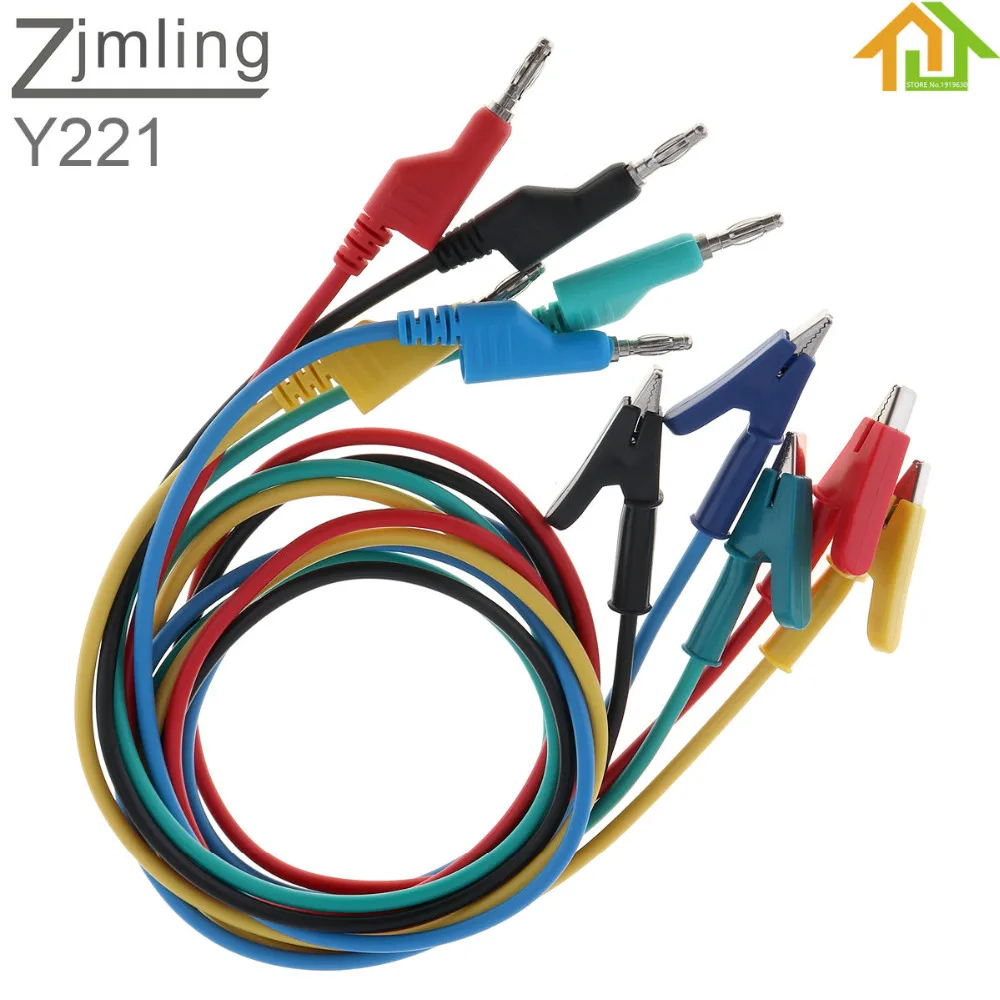 

ZJMLING 5pcs Dual-ended Test Probe Cable Test Lead Test Line Silicone Banana Plug to Crocodile Alligator Clip