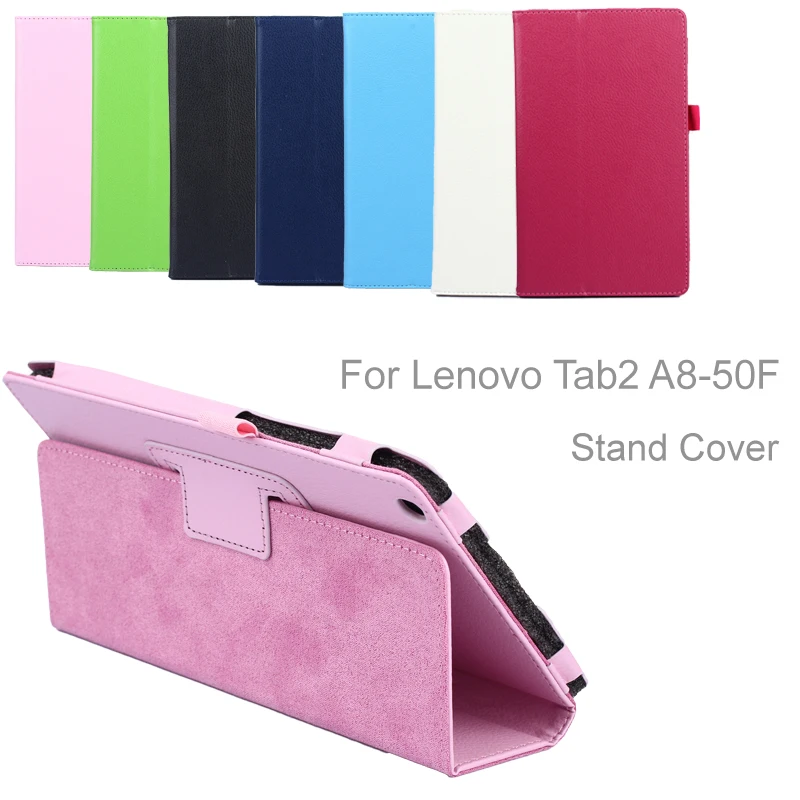 Litchi Pattern Smart Fold Shell For Lenovo Tab2 A8 PU Leather Stand Protective Case Cover For Lenovo Tab 2 A8-50 A8-50F A8-50LC