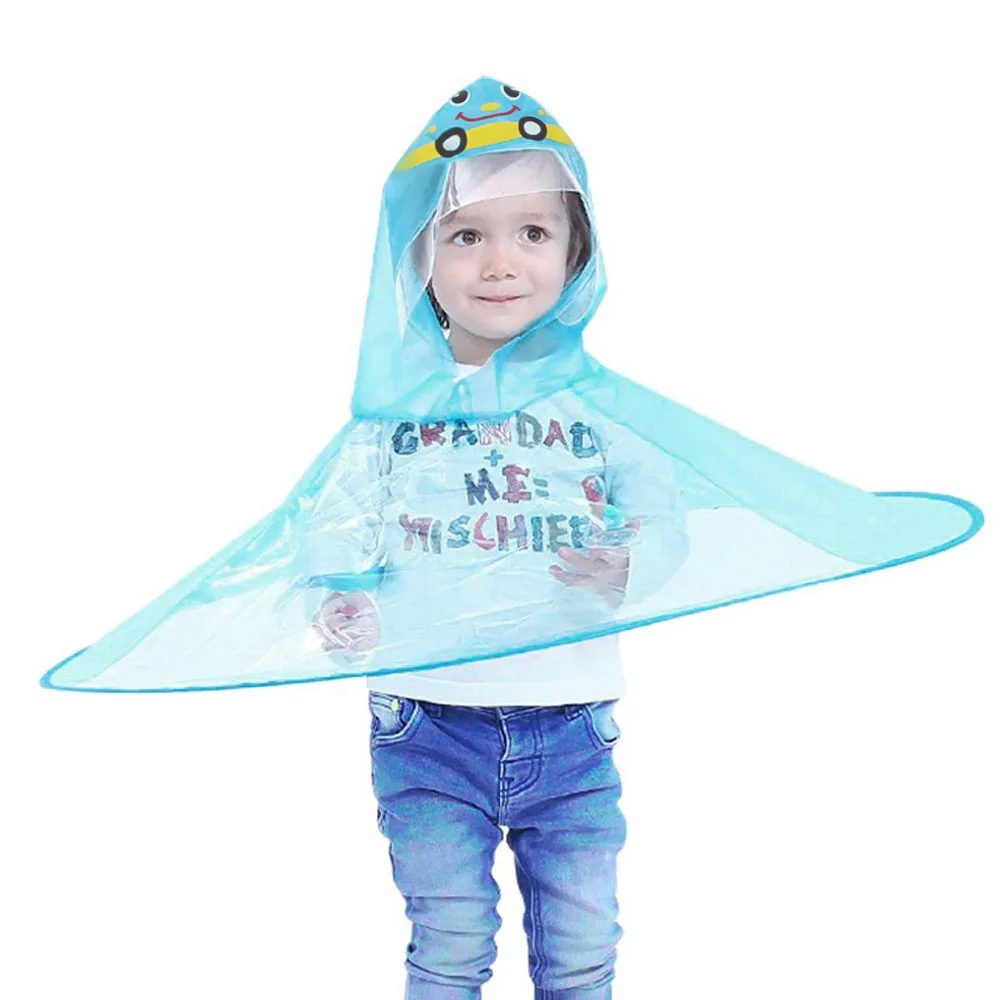 

Cute Boys Girls Rain Coat UFO Children Umbrella Hat Magical Hands Free Raincoat Foldable Portable Cartoon Stylish Raincoats *65
