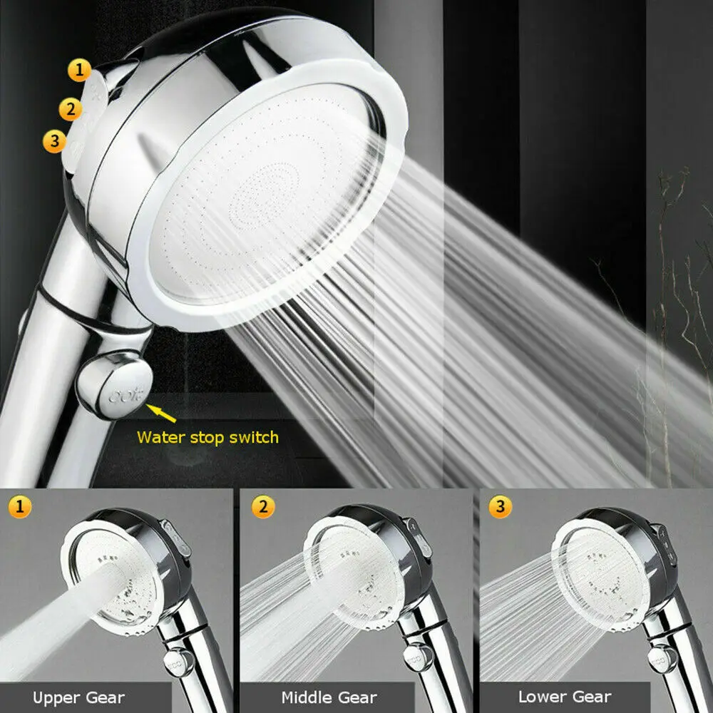 

Adjustable 3 Modes Shower Head 360 Degrees Rotating Water Saving Shower Head Water Boost Shower Head with Water Control Button