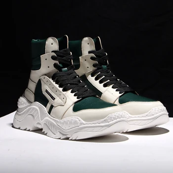 

New Men Boots Ankle High Top Lace-up Casual Shoes Tooling Boots with Platform Wear Resistant Anti-skid Design safety shoes K4-94