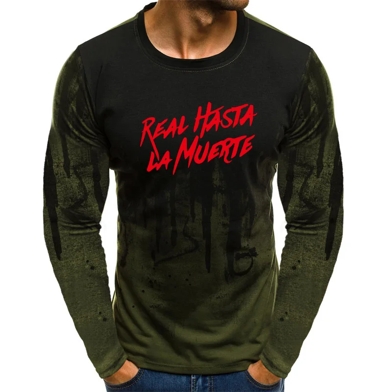 

REAL HASTA LA MUERTE men's running shirt men sports tshirt top fashion print gym t shirt men jogging Long sleeve T-shirt M-XXXL