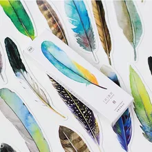 30 шт./лот, милые Креативные цветные бумажные закладки с перьями, канцелярские закладки, книжные клипсы, офисные аксессуары, школьные принадлежности