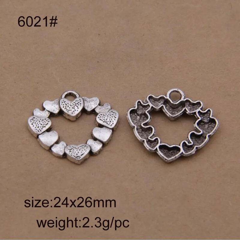 

25pcs/lot 24x26mm Antique Silver Alloy Heart Charms Fit For Jewelry Making