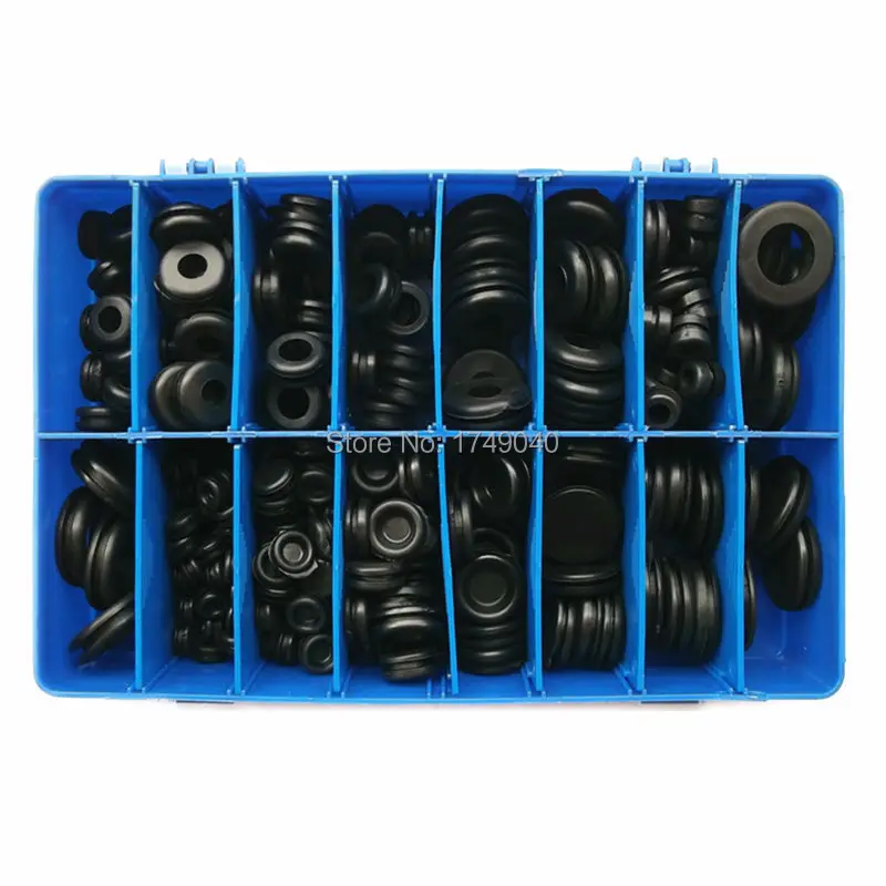 250 pcs Grommet Rubber Assortment Fastener Kit Sealing Gasket Blanking