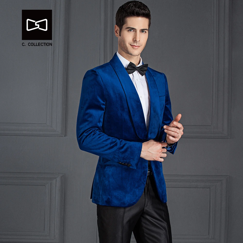 Tailor made Men Blue Velvet Suit Slim fit Wedding Suit Men Tuxedo 2
