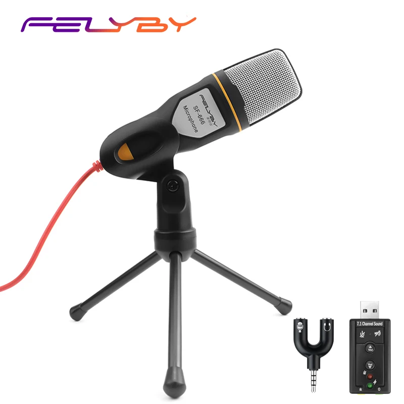 FELYBY профессиональный конденсаторный микрофон для компьютера проводной