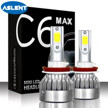 Buy ASLENT 2pcs Super Mini Bright Car LED Light H7 H4 H11 H1 9005 9006 Headlights 72W Auto Fog Light Bulbs 8000LM 12V Automobiles Free Shipping
