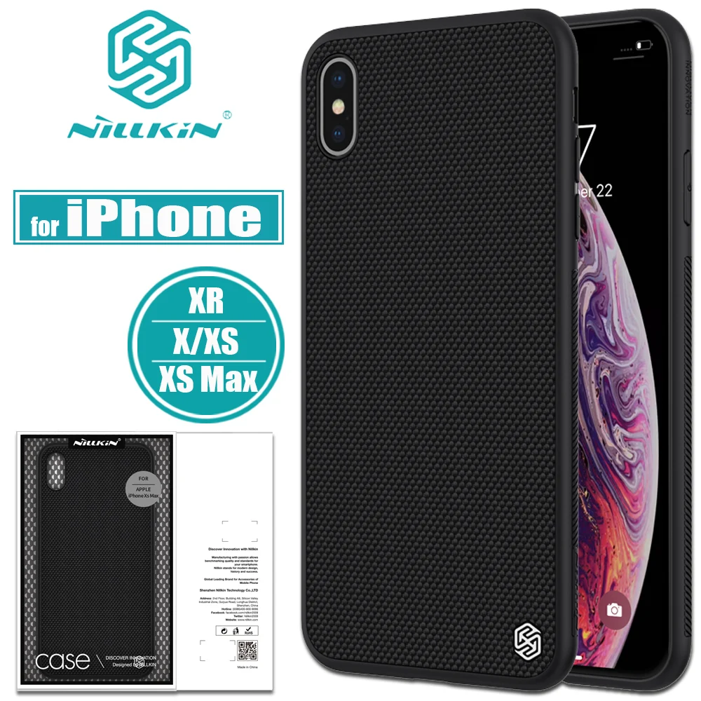 

for iPhone Xr / Xs Max Cases NILLKIN Textured Hard PC + Soft TPU Luxury Hard PC Plastic Full Case Phone Cover for iPhone Xs / X
