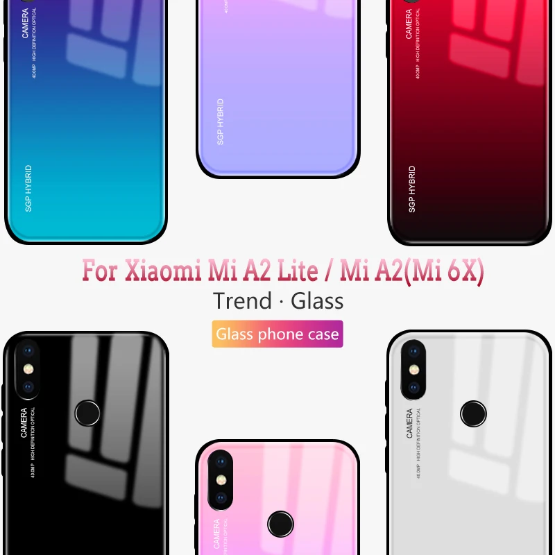 Чехол для телефона Xiaomi Mi A2 Lite градиентная задняя крышка из закаленного стекла