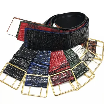 

Snake-like Women's Belt Decorative Waistband Punk Luxury Belt leather Cummerbunds for Women Dress Crocodile Grain Gold Belt