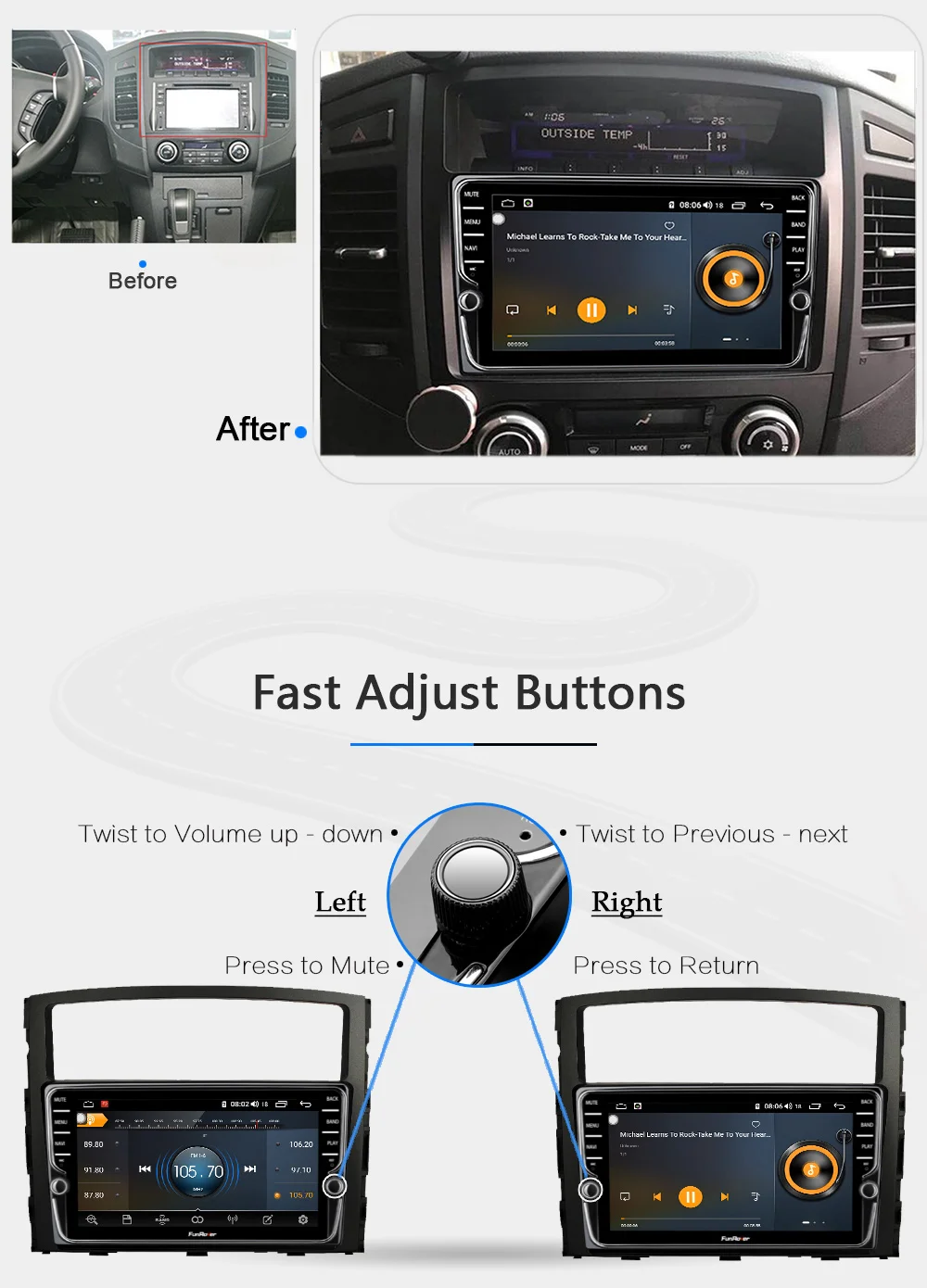 Flash Deal Funrover 8 core android 9.0 2 din car dvd player For Mitsubishi Pajero 4 V97 V93 gps navigation multimedia stereo player DSP IPS 4 Flash Deal Funrover 8 core android 9.0 2 din car dvd player For Mitsubishi Pajero 4 V97 V93 gps navigation multimedia stereo player DSP IPS 4