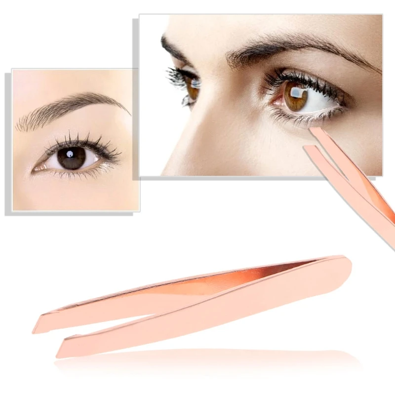

6.4CM Women Professional Eyebrow Tweezers Rose Gold Hair Beauty Slanted Stainless Steel Tweezer Make up for eyes