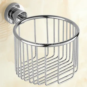 New Polished Chrome Bathroom Wall Mounted Toilet Paper Roll Holder Tissue Basket Holder Bathroom Accessory aba625 polished chrome brass square wall mounted bathroom toilet paper roll basket holder shelf bathroom accessory mba535