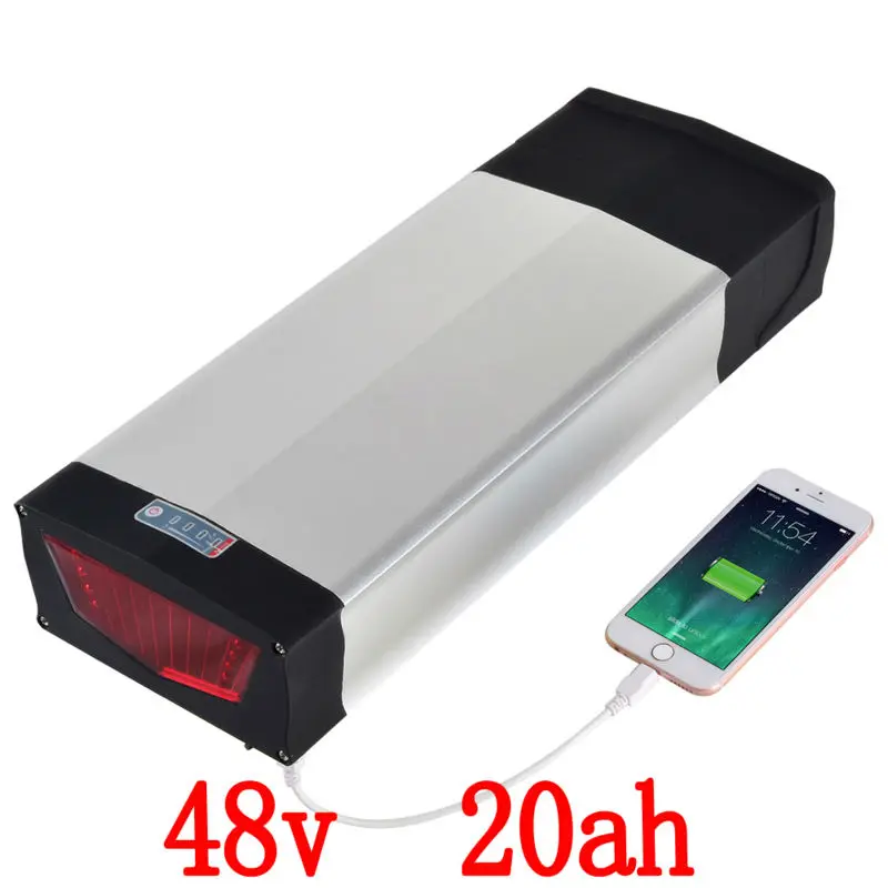 US EU NO tax 48V 20Ah 1000W Lithium ion Electric Bike Battery USB Port And 2A Charger for 48V Battery with 30A BMS +Tail Light US EU NO tax 48V 20Ah 1000W Lithium ion Electric Bike Battery USB Port And 2A Charger for 48V Battery with 30A BMS +Tail Light
