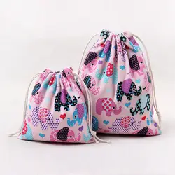 19*24 см большое полотно С Рисунком Слона drawstring сумка Рождественские подарки конфеты Сумки чехол Для женщин косметический Сумки для хранения