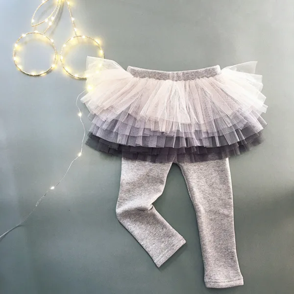 Autumn Girls Thin Gradient Cotton Girl Legging Skirt-pants Fashion Mesh Ball Gown Spring Children Girls Skirts 1-5Yrs