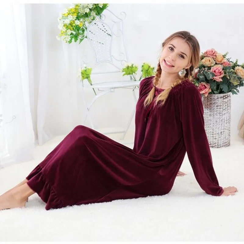 

Spring women Modal cotton solid Nightgowns plus size M-XL 2XL pink Sleepwear Pregnant woman Long nightgowns Modal homewear
