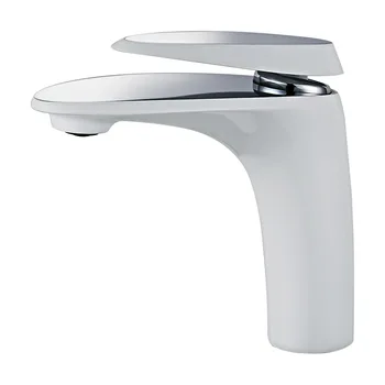 

High Quality White Faucet Brass Material Basin Faucet Surface Chrome Plated & White Paint Bathroom Washbasin Mixer Water Tap