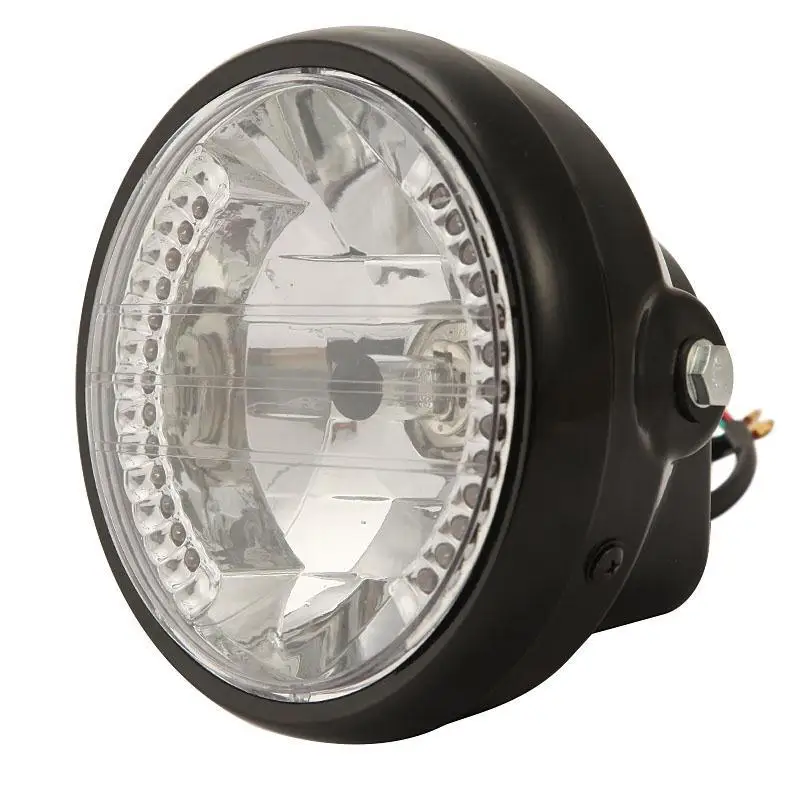 Ironwalls 7" Black Motorcycle LED Halogen Headlight With Turn Signals