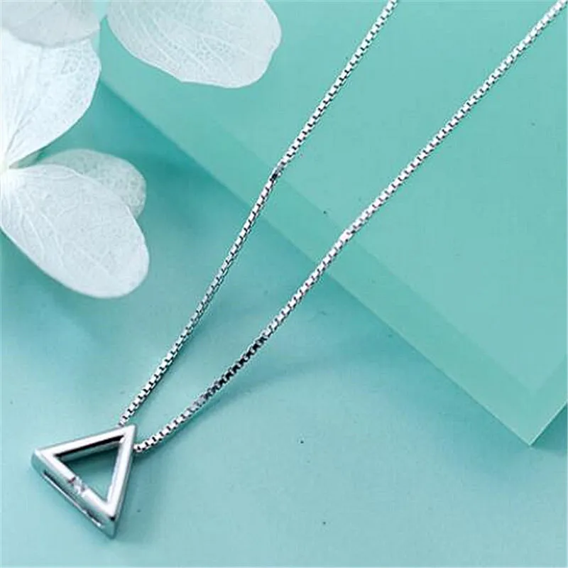 INZATT OL геометрический треугольный Циркон коробка цепь кулон ожерелье милые 925 Серебряные модные ювелирные изделия для женщин индивидуальные аксессуары