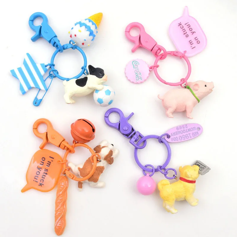 

Lovely Resin Scarf Mini Dog Key Chain Key Ring Key Holder Fashion High Quality Jewelry Lover Friends Gift