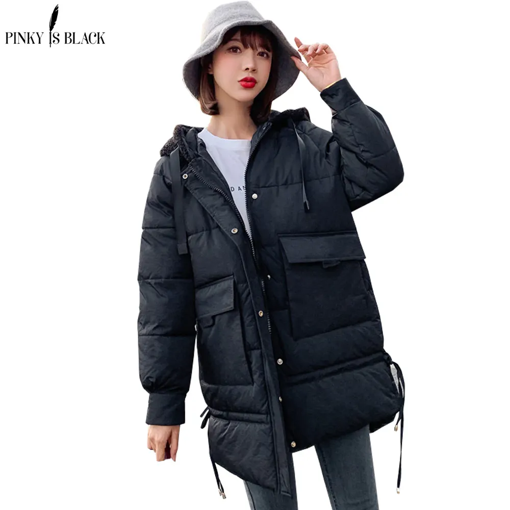 

PinkyIsBlack Fashion Winter Jacket Women 2019 New Arrival Solid Long Parkas For Women's Cotton Down Jackets Coats With Hooded