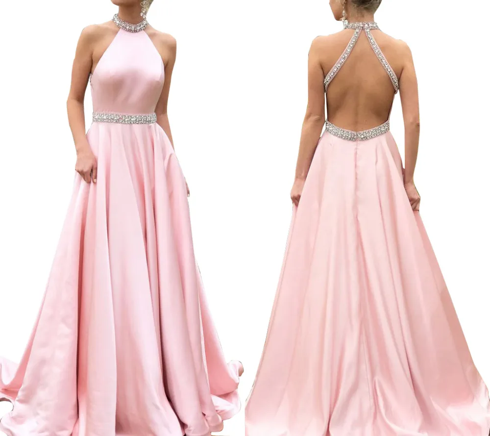 

Halter Sleeveless Backless Party Maxi Dress Women Sleeveless Floor Length SummerTank Dress AM0287