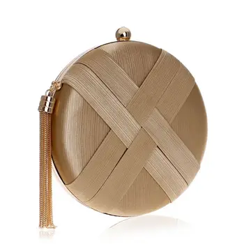 

Women's Round Satin Evening Clutch Bags Tassel Pendant Purse Evening Handbags for Party Bridal Wedding