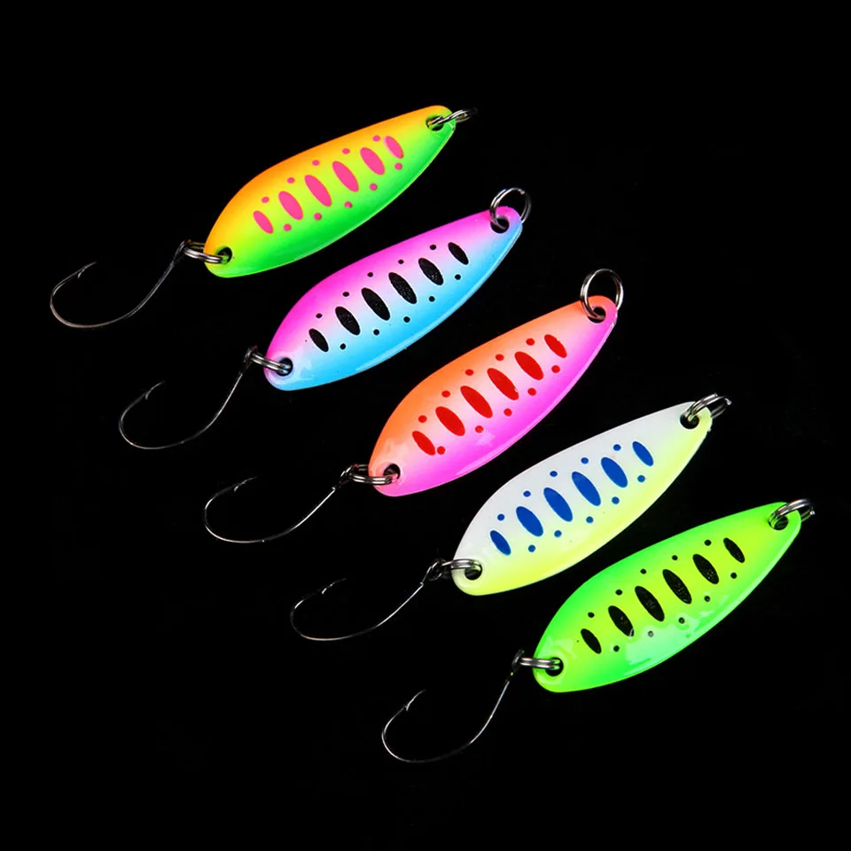 

WALK FISH 5PCS/Lot 4cm 5.3g Fishing Bait Fishing Metal Spoon Lure Bait For Trout Bass Spoons Small Hard Sequins Spinner Spoon