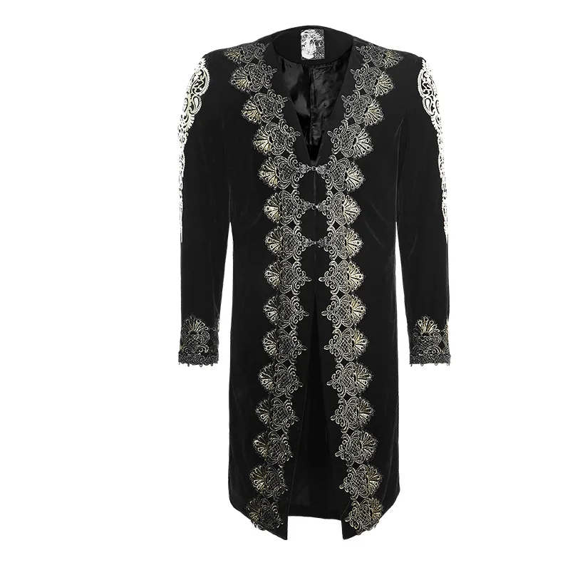 Мужская блестящая куртка в стиле стимпанк с золотой вышивкой Y641|gothic men|embroidery jacket