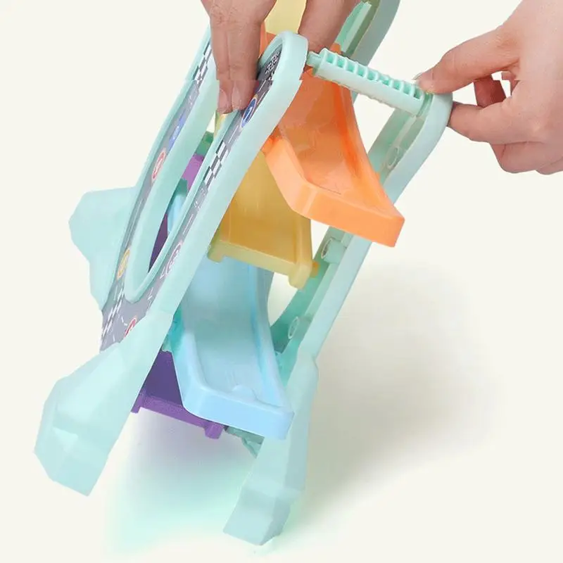 Baby Kids Educational Toys Plastic Ladder Gliding Car Wooden slot Track Car Toys Educational Model to Slide toy for Children Boy