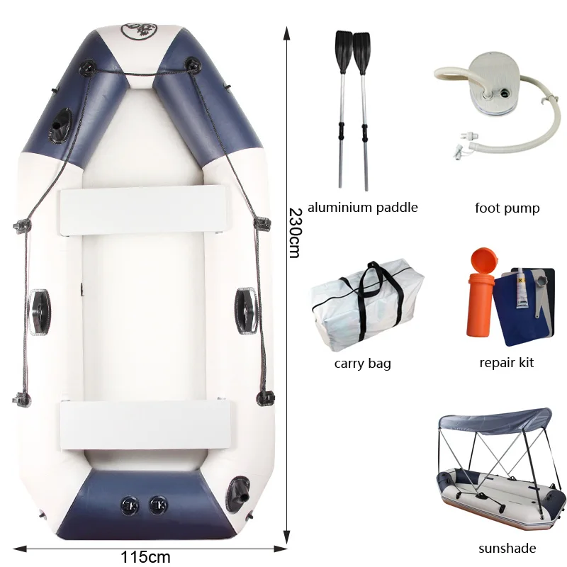 Открытый надувной 3 пресон надувная лодка рыбацкая лодка 230*115*30 см DWF пол алюминиевое весло ручной насос ремонтный комплект лодка плот - Цвет: SET C