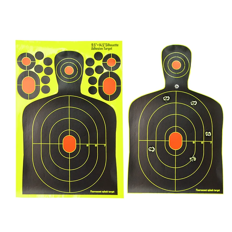 10pcs 36.4*24cm Archery Target Paper Adhesive Splash Fluorescence Paper Training Practicing Hunting Accessory 10pcs 6 inch splatter target high visibility adhesive shooting target stickers reactive hunting shooting training paper