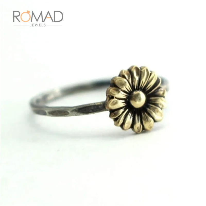 

Romad 2019 New Gold Flower Ring Sunflower Engagement Wedding Rings For Women Girl Lover Gifts